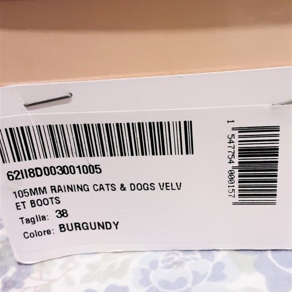 Whimsical, Rare and Wonderful Burgundy Velvet Raining Cats and Dogs Ankle Boots - Picture 7 of 8